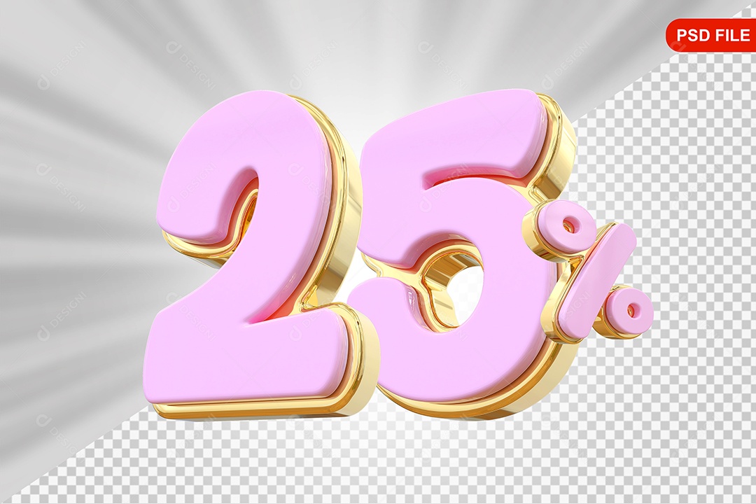 Desconto 25% Colorido Elemento 3D Para Composição PSD