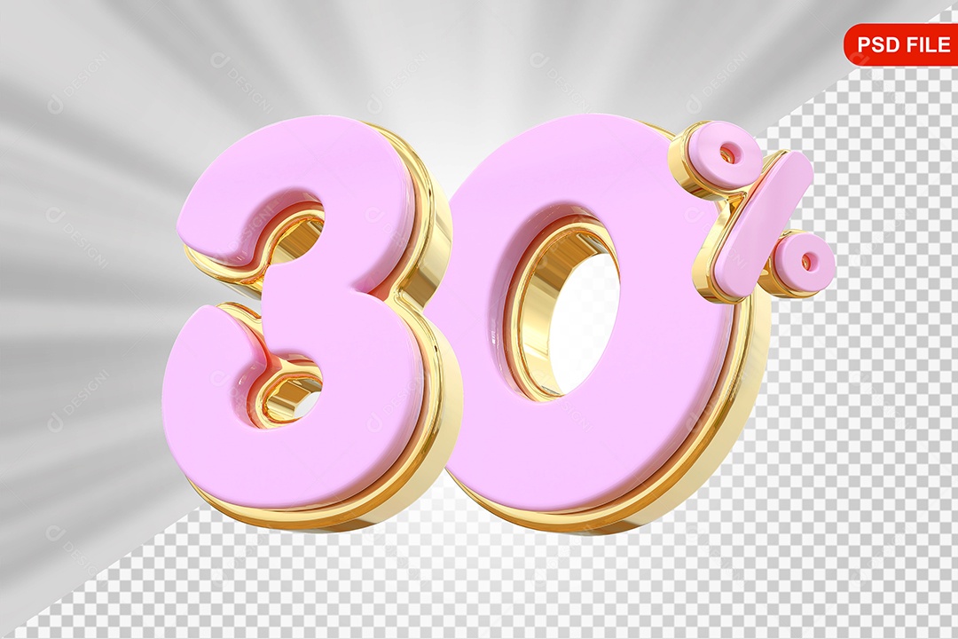 Desconto 30% Colorido Elemento 3D Para Composição PSD