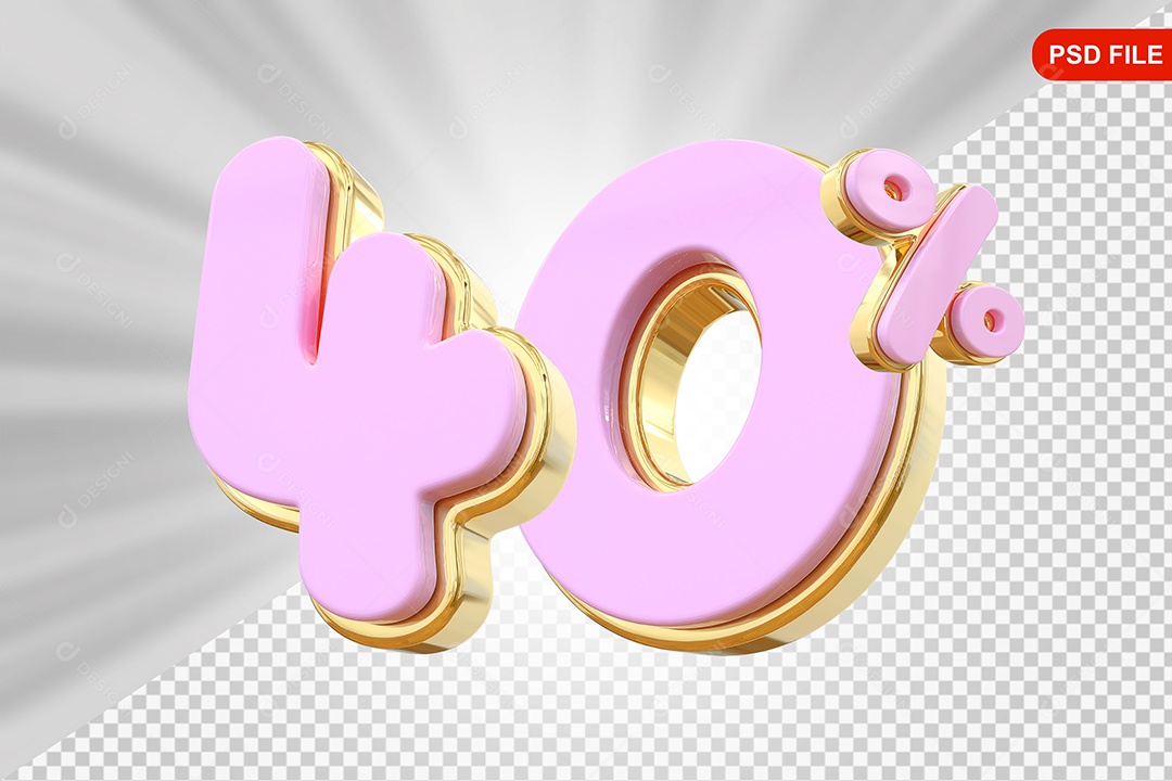 Desconto 40% Colorido Elemento 3D Para Composição PSD