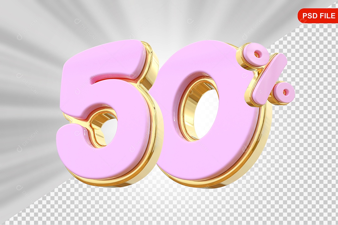 Desconto 50% Colorido Elemento 3D Para Composição PSD