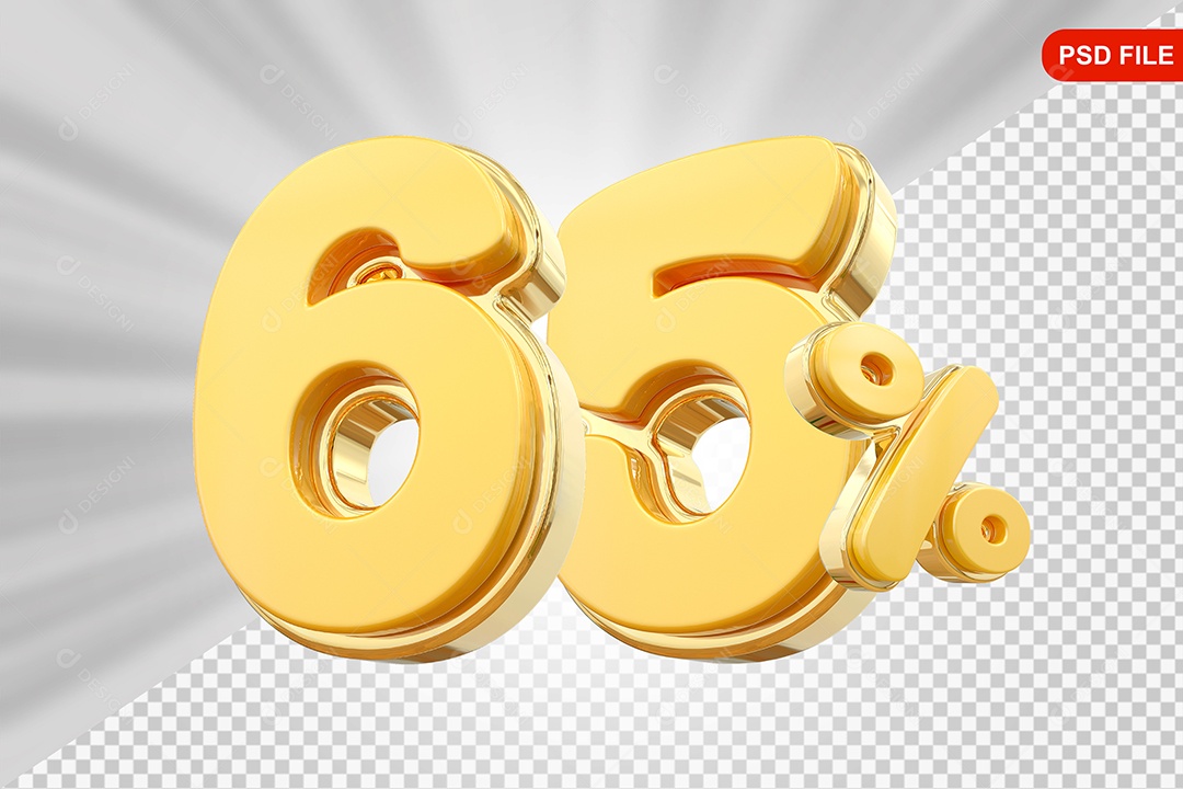 Desconto 65% Colorido Elemento 3D Para Composição PSD