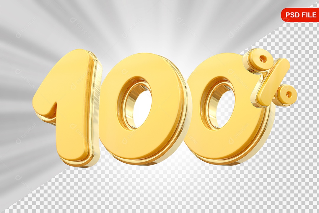 Desconto 100% Colorido Elemento 3D Para Composição PSD