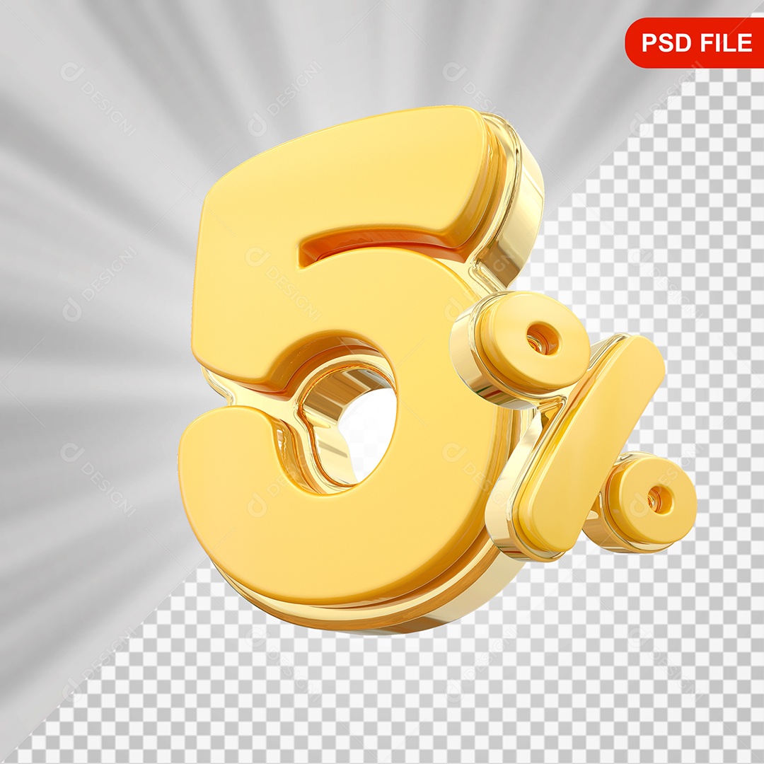 Desconto 5% Colorido Elemento 3D Para Composição PSD
