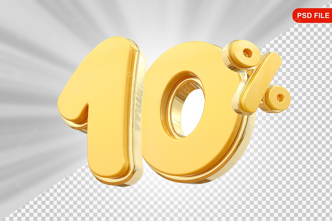 Desconto 10% Colorido Elemento 3D Para Composição PSD