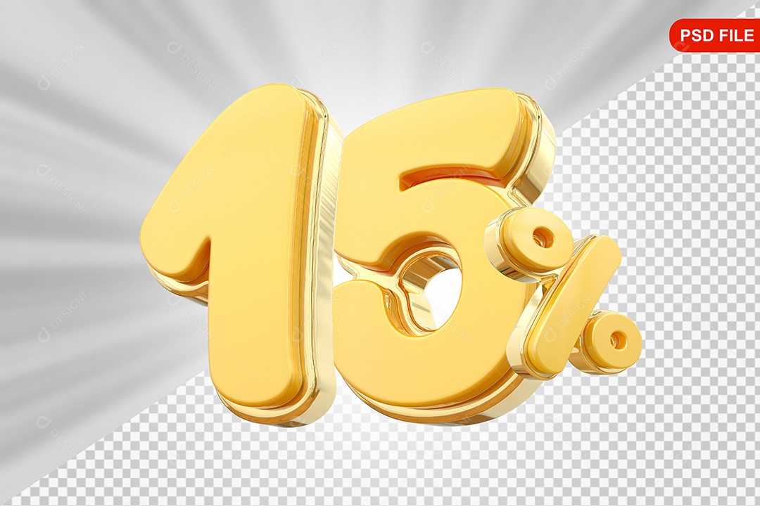 Desconto 15% Colorido Elemento 3D Para Composição PSD