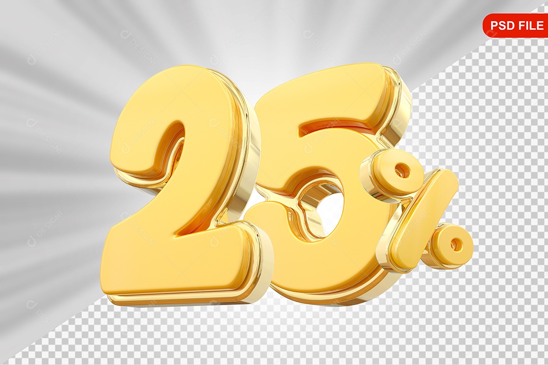 Desconto 25% Colorido Elemento 3D Para Composição PSD
