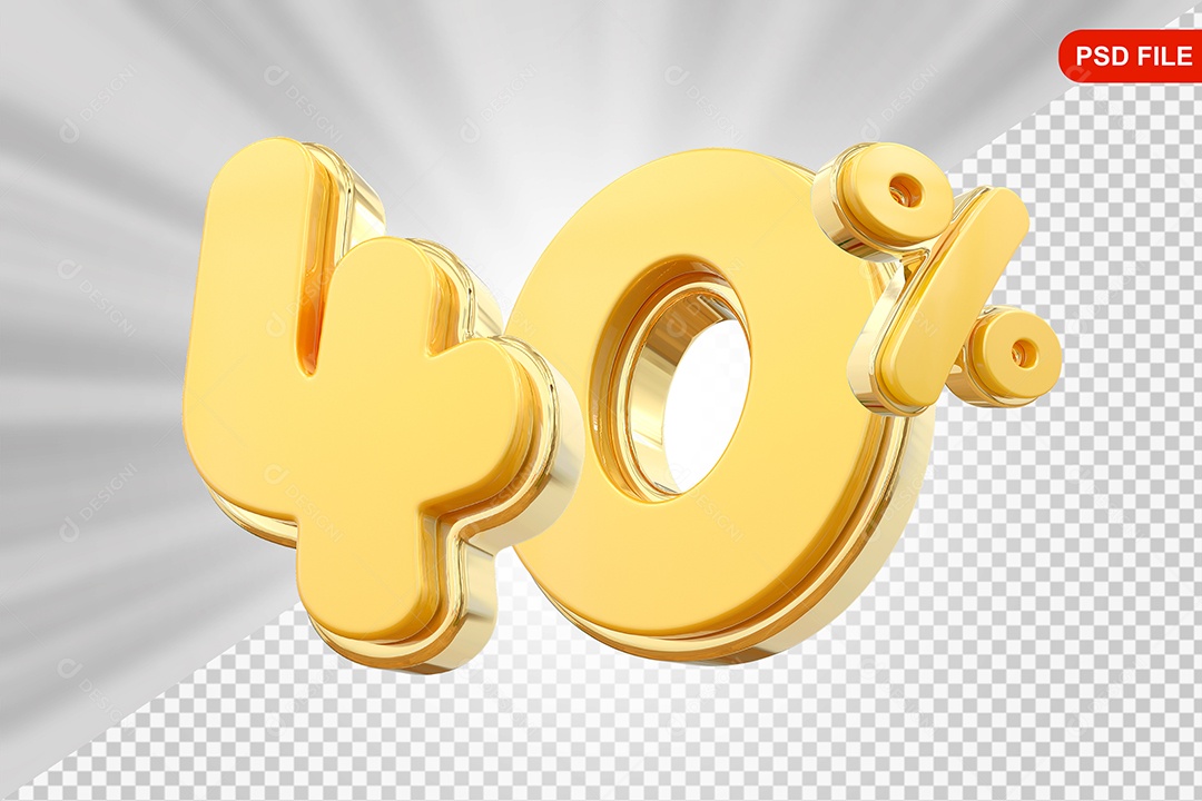 Desconto 40% Colorido Elemento 3D Para Composição PSD