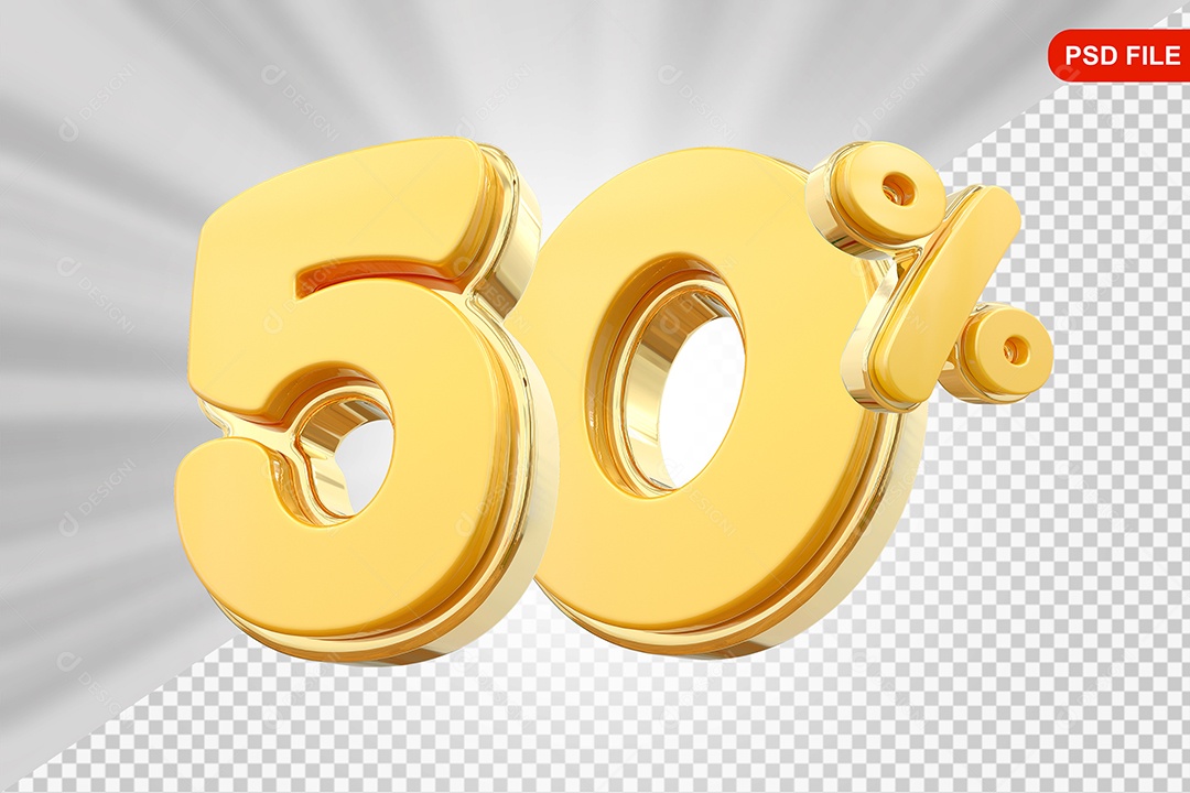 Desconto 50% Colorido Elemento 3D Para Composição PSD