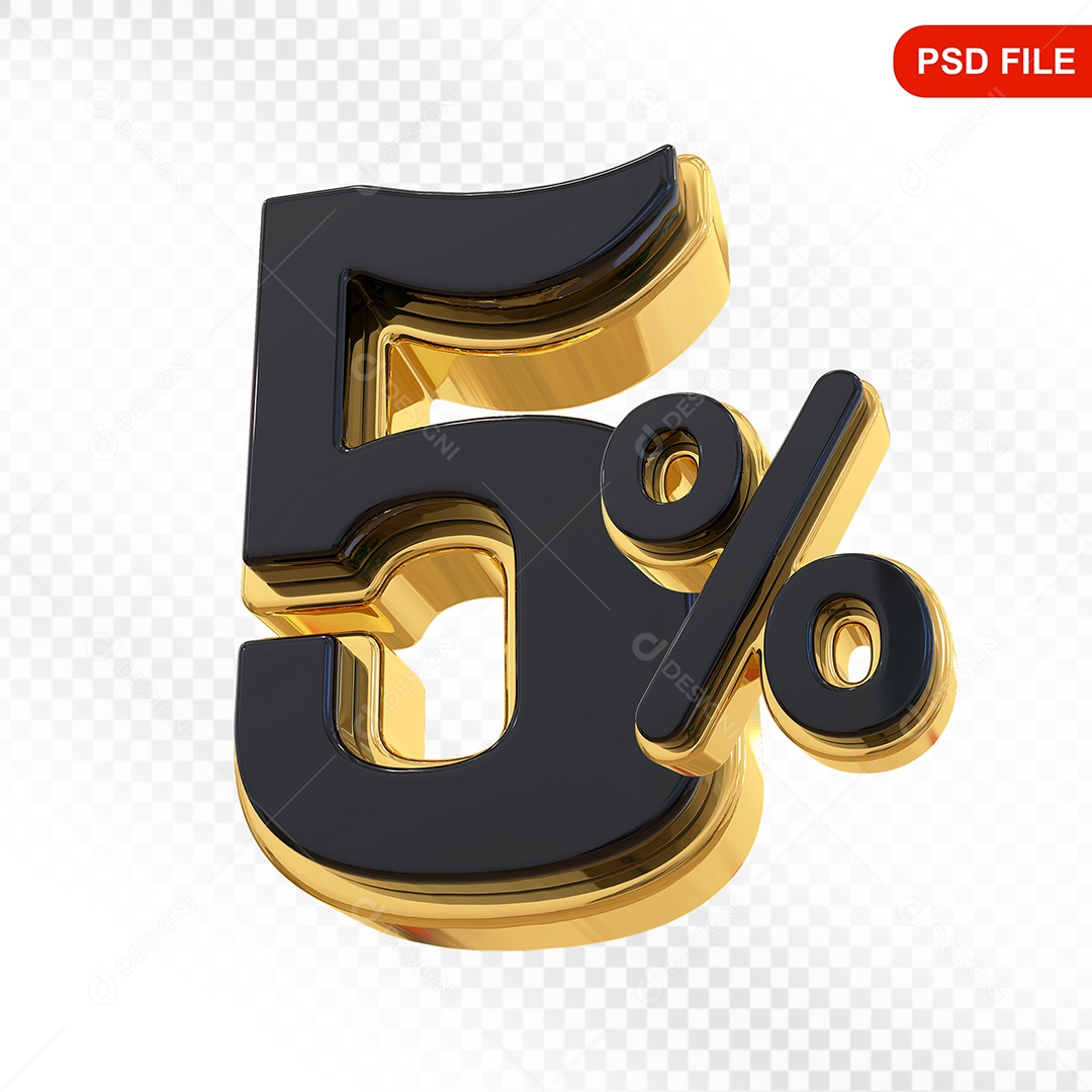 Desconto 5% Colorido Elemento 3D Para Composição PSD