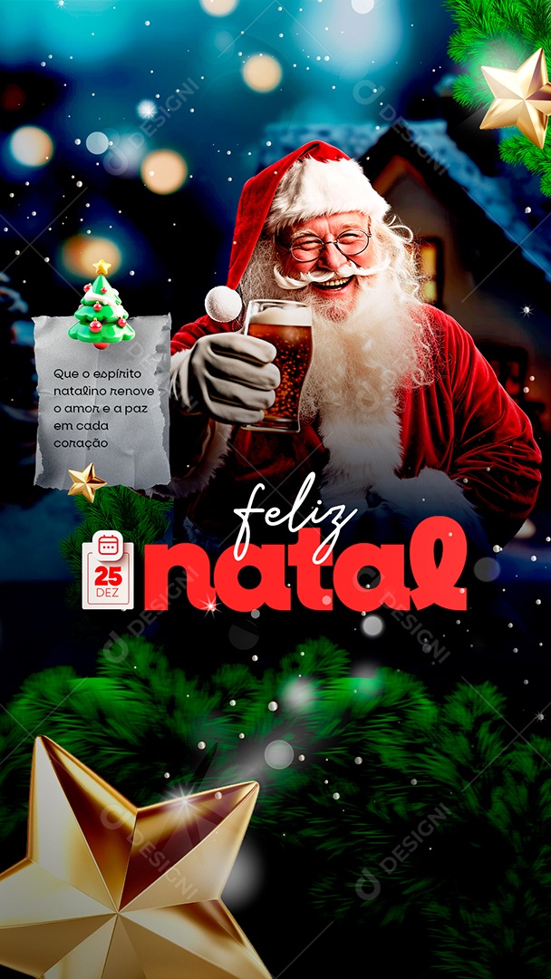 Story Feliz Natal 25 de Dezembro Social Media PSD Editável