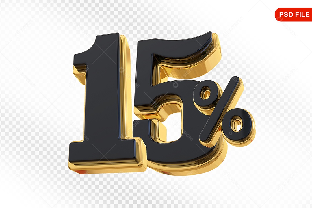 Desconto 15% Colorido Elemento 3D Para Composição PSD