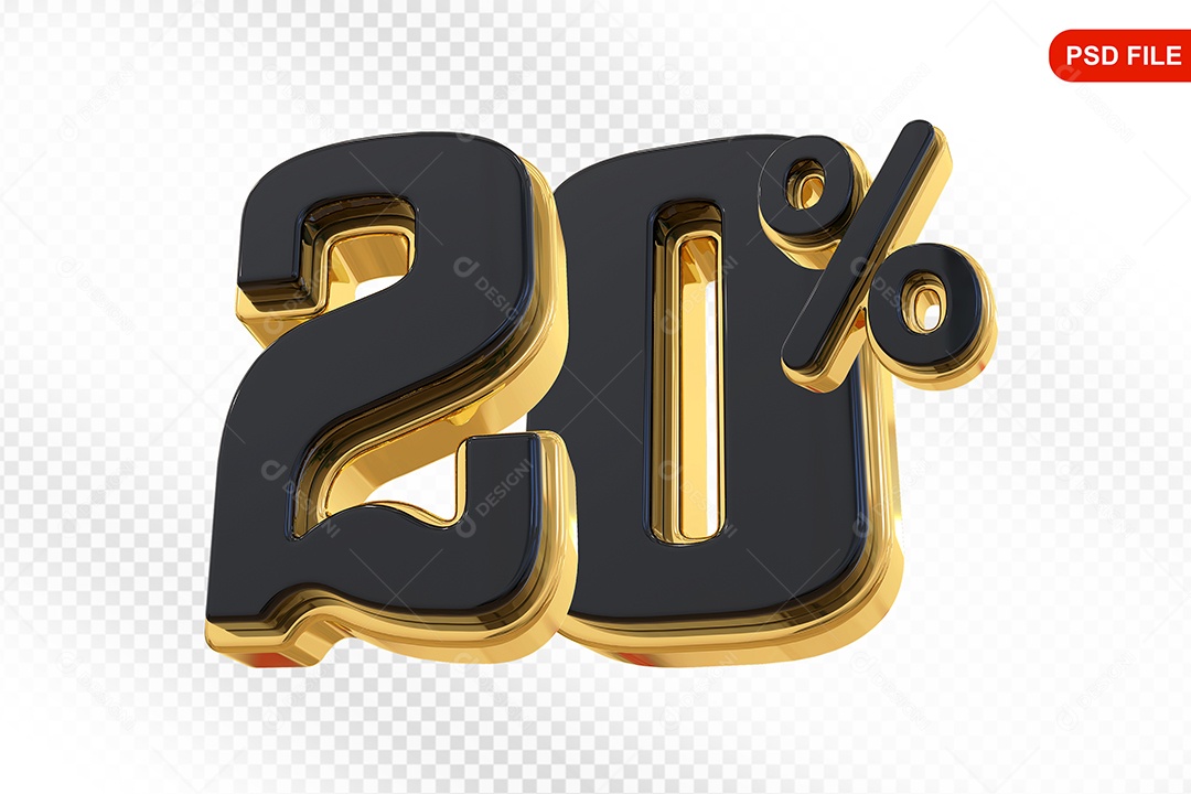 Desconto 20% Colorido Elemento 3D Para Composição PSD