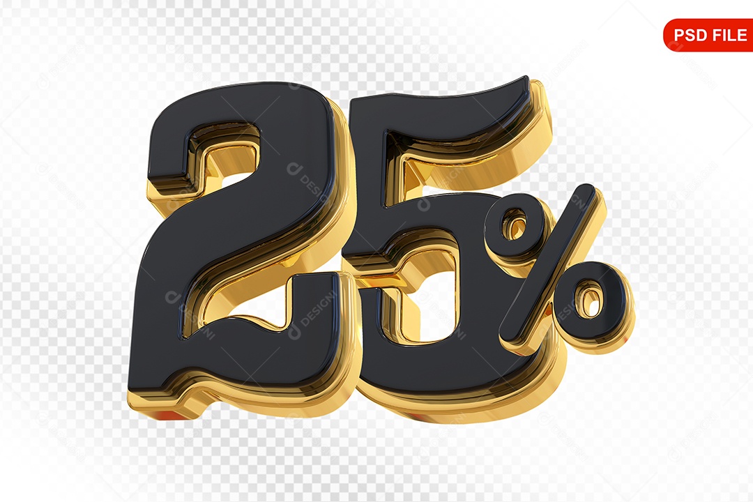 Desconto 25% Colorido Elemento 3D Para Composição PSD