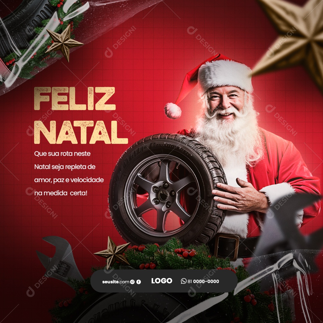 Feliz Natal Oficina Mecânica Social Media PSD Editável