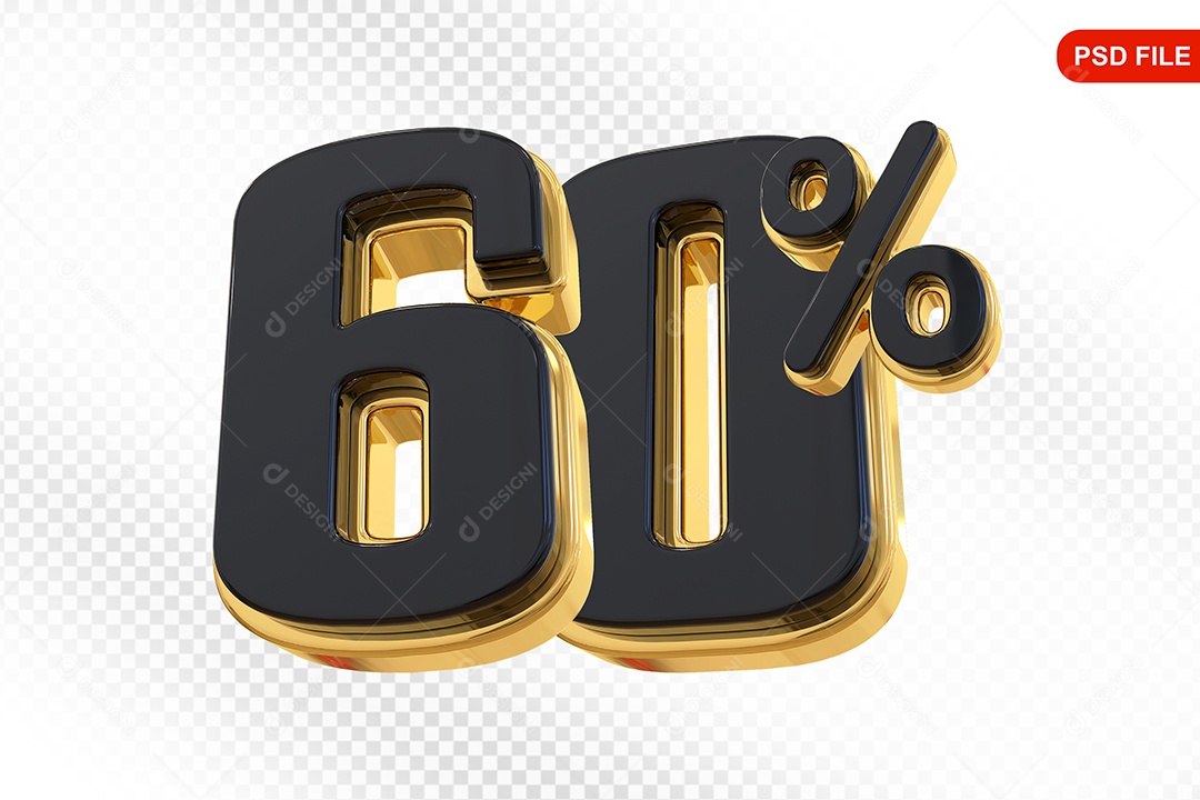 Desconto 60% Colorido Elemento 3D Para Composição PSD