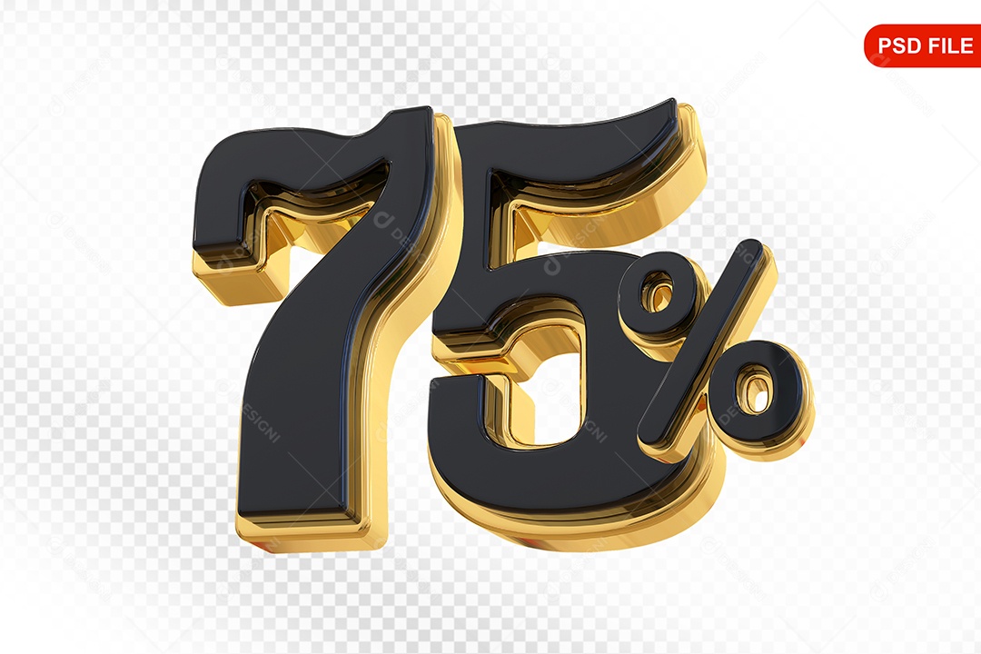 Desconto 75% Colorido Elemento 3D Para Composição PSD