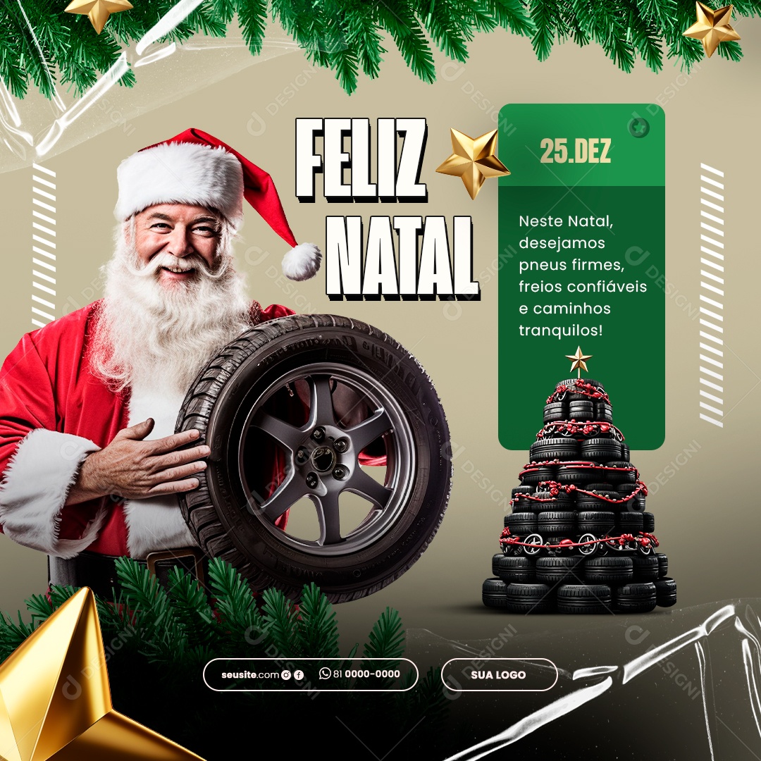 Feliz Natal Oficina Mecânica Social Media PSD Editável