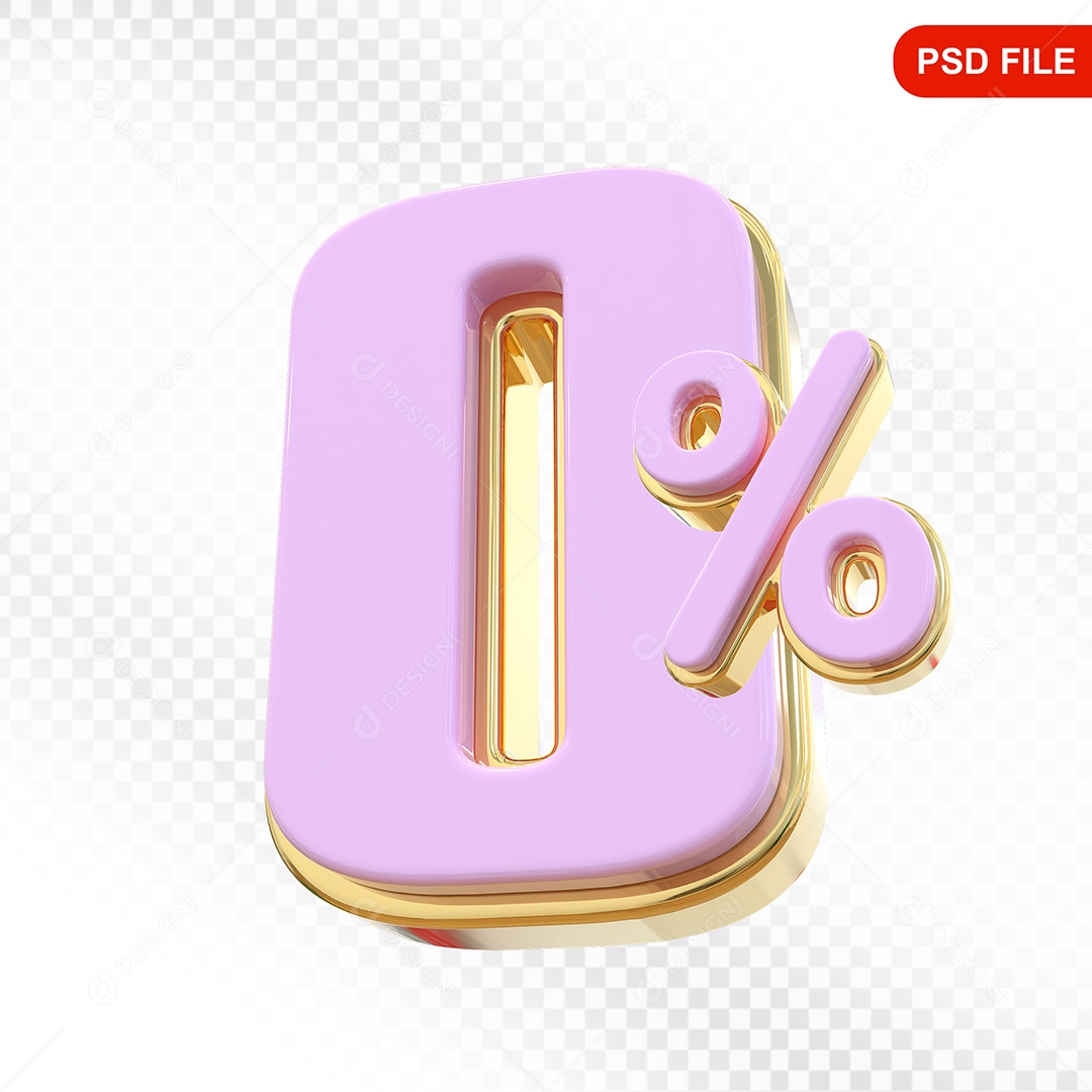 Desconto 0% Colorido Elemento 3D Para Composição PSD