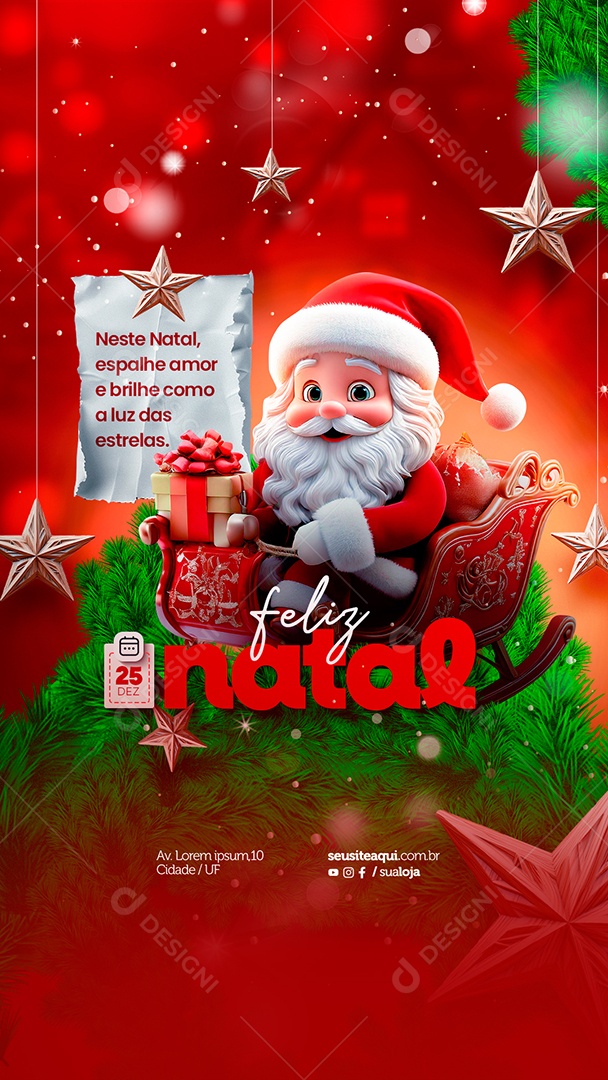 Story Feliz Natal 25 de Dezembro Social Media PSD Editável