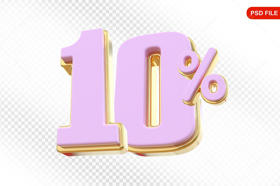 Desconto 10% Colorido Elemento 3D Para Composição PSD