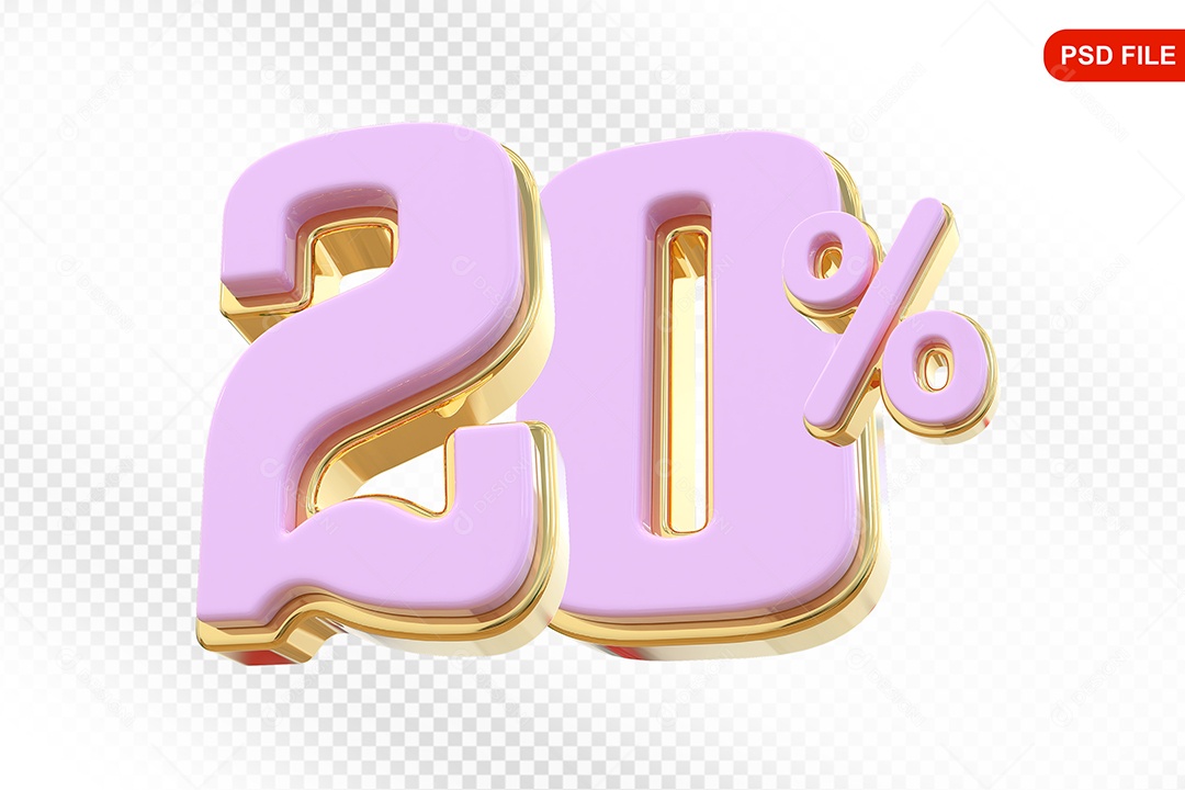 Desconto 20% Colorido Elemento 3D Para Composição PSD