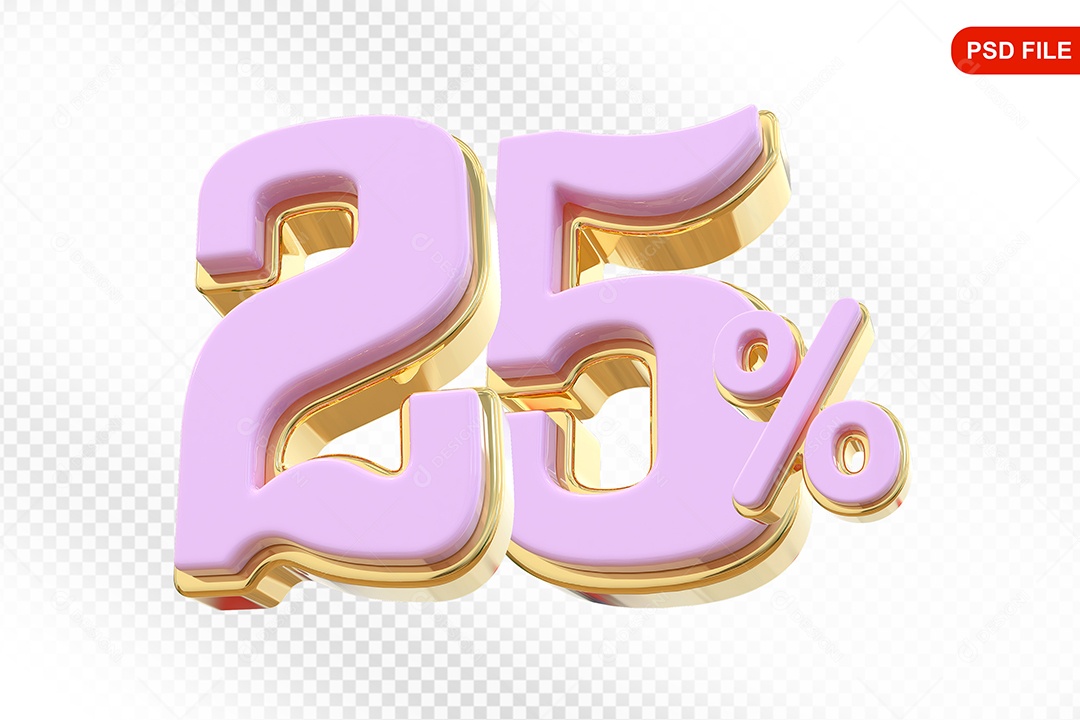Desconto 25% Colorido Elemento 3D Para Composição PSD