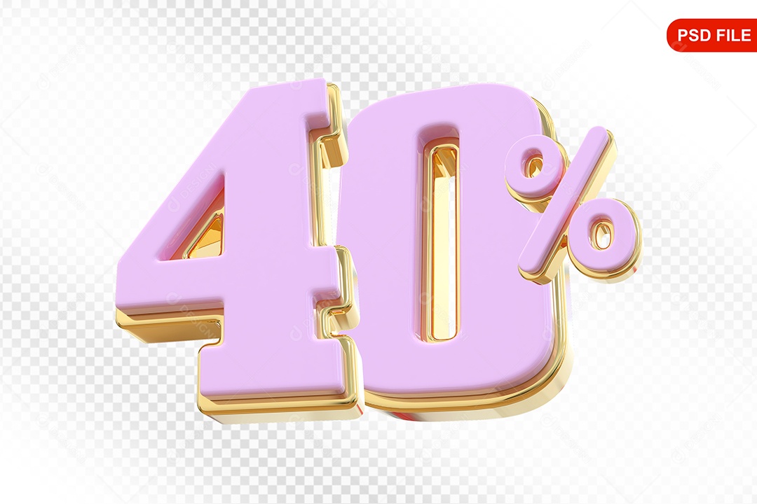 Desconto 40% Colorido Elemento 3D Para Composição PSD