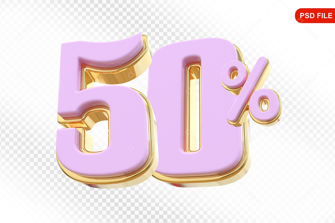 Desconto 50% Colorido Elemento 3D Para Composição PSD