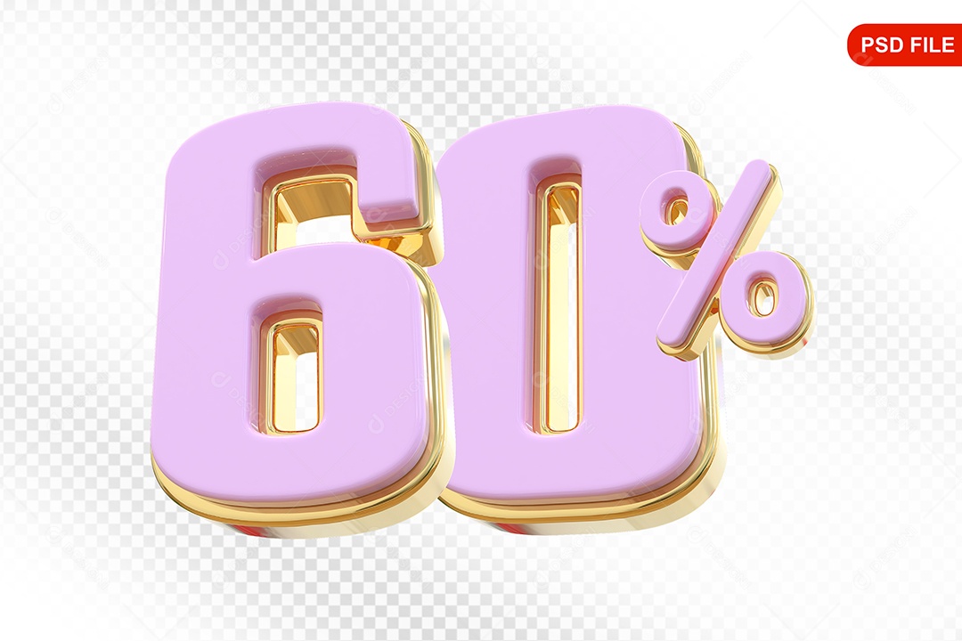 Desconto 60% Colorido Elemento 3D Para Composição PSD