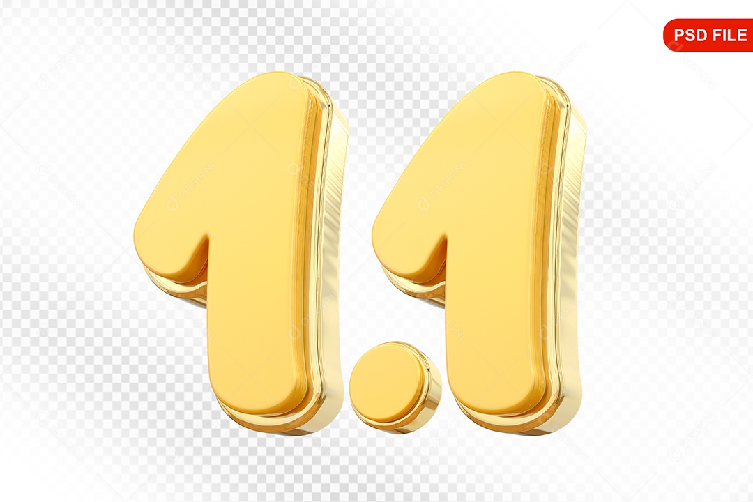 Número 1.1 Elemento 3D Para Composição PSD