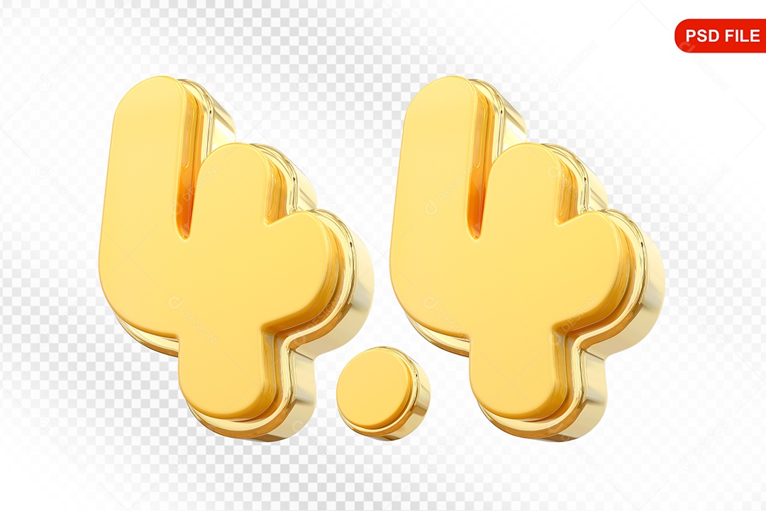 Número 4.4 Elemento 3D Para Composição PSD