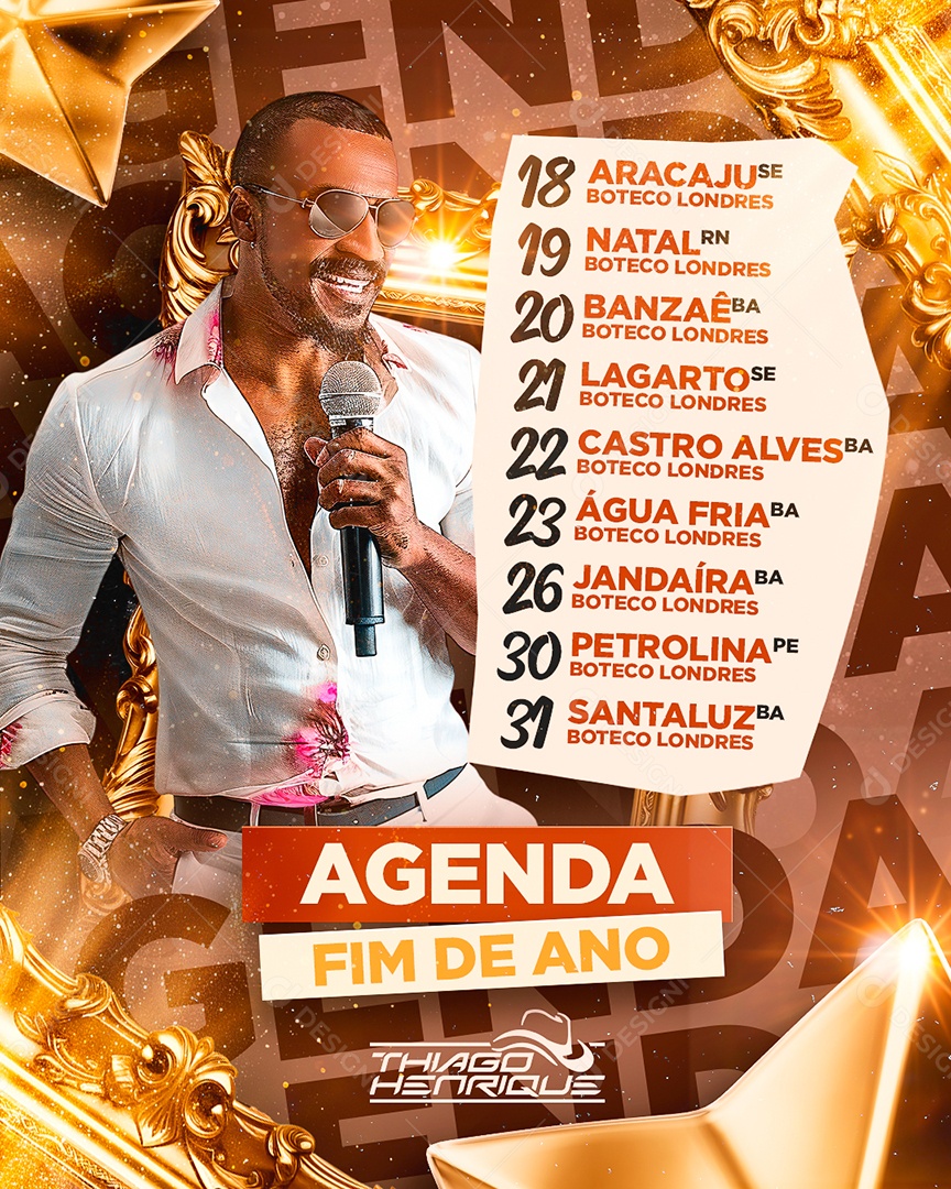 Flyer Agenda Agenda Fim de Ano Social Media PSD Editável