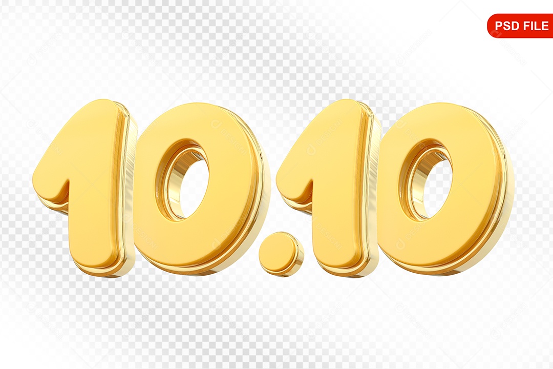 Número 10.10 Elemento 3D Para Composição PSD