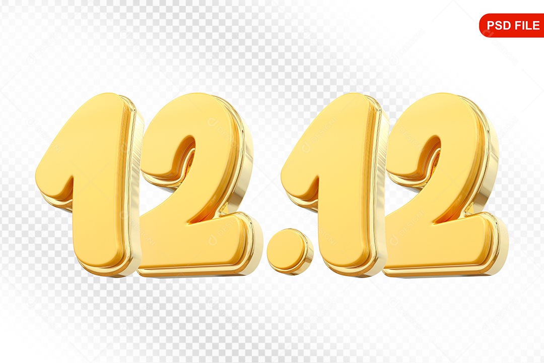 Número 12.12 Elemento 3D Para Composição PSD
