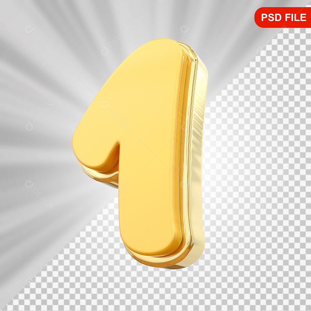 Número 1 Elemento 3D Vermelho Para Composição PSD