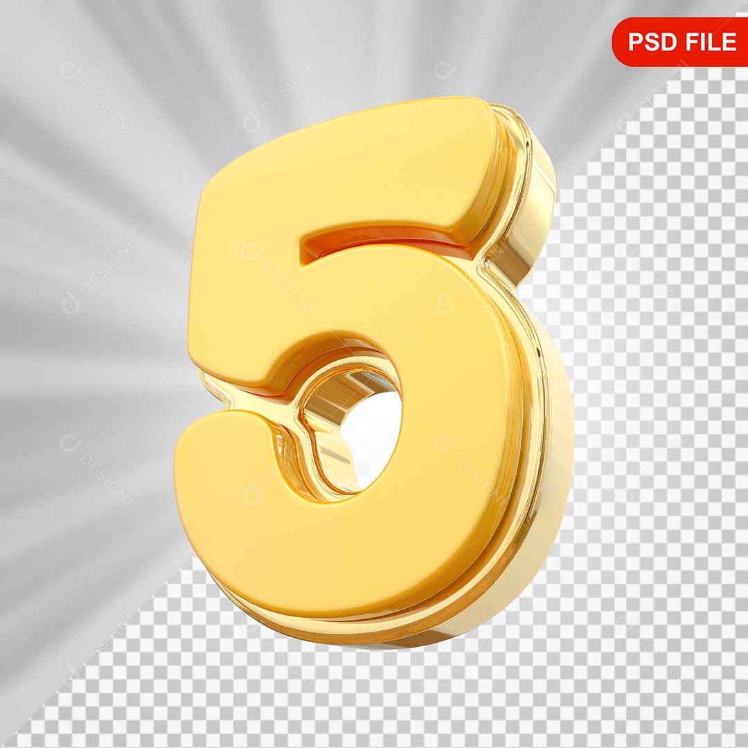 Número 5 Elemento 3D Para Composição PSD