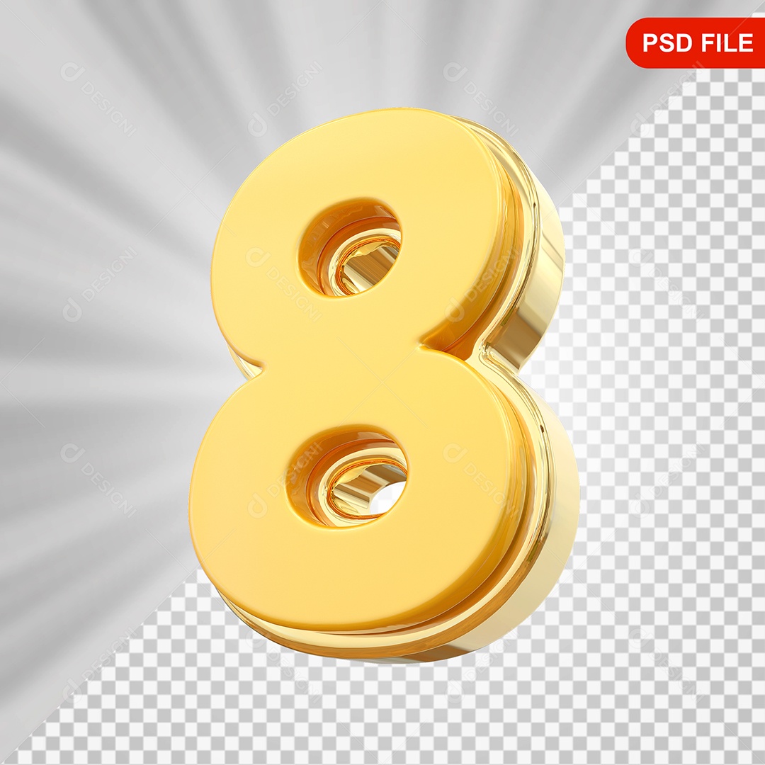 Número 8 Elemento 3D Para Composição PSD