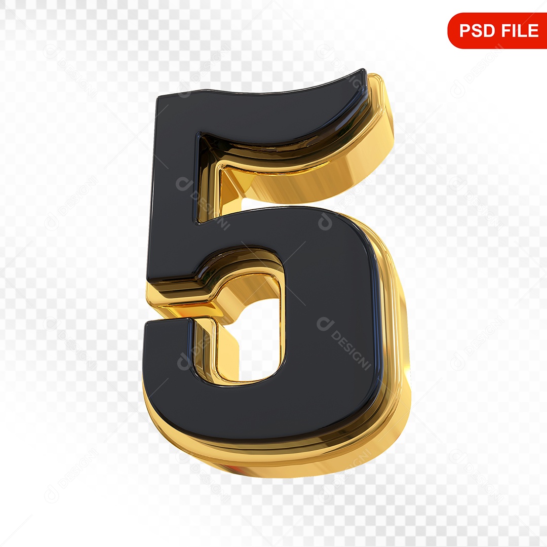 Número 5 Elemento 3D Para Composição PSD