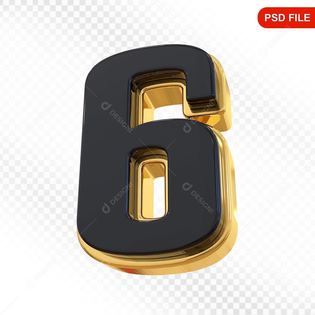 Número 6 Elemento 3D Para Composição PSD