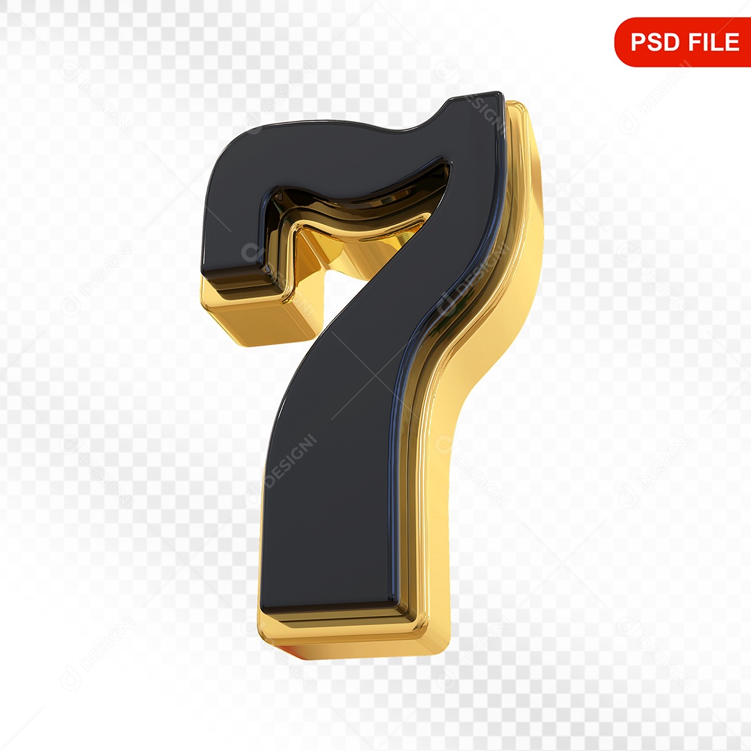 Número 7 Elemento 3D Para Composição PSD