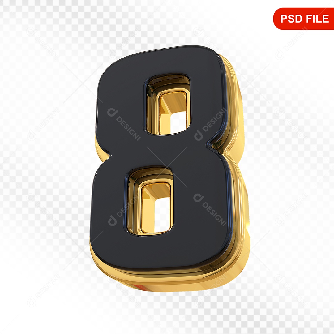Número 8 Elemento 3D Para Composição PSD