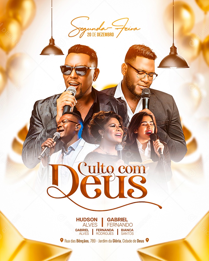 Flyer Culto Com Deus Social Media PSD Editável