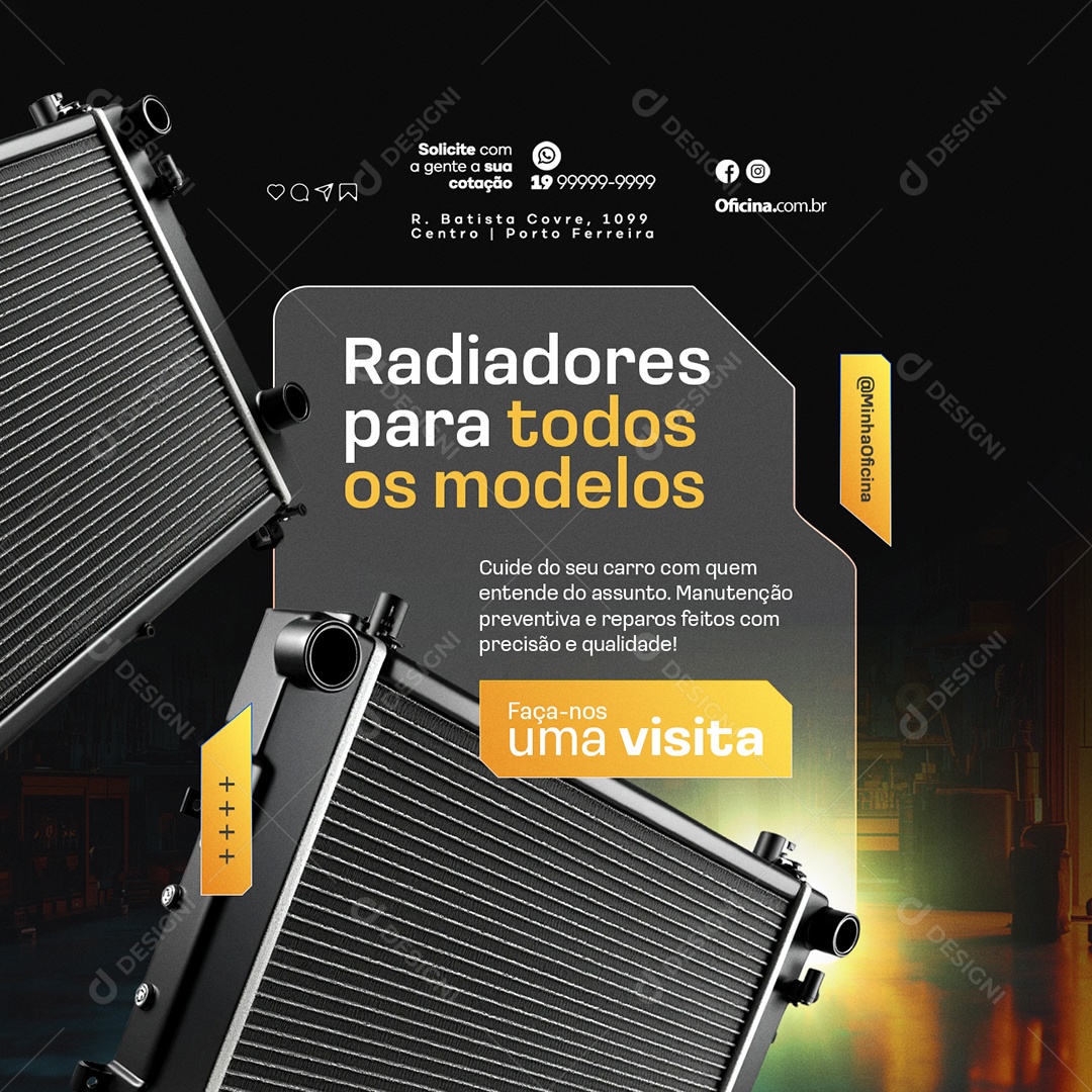 Oficina Radiadores Social Media PSD Editável