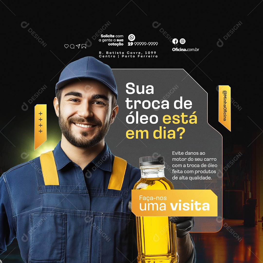 Oficina Sua Troca de Óleo Social Media PSD Editável