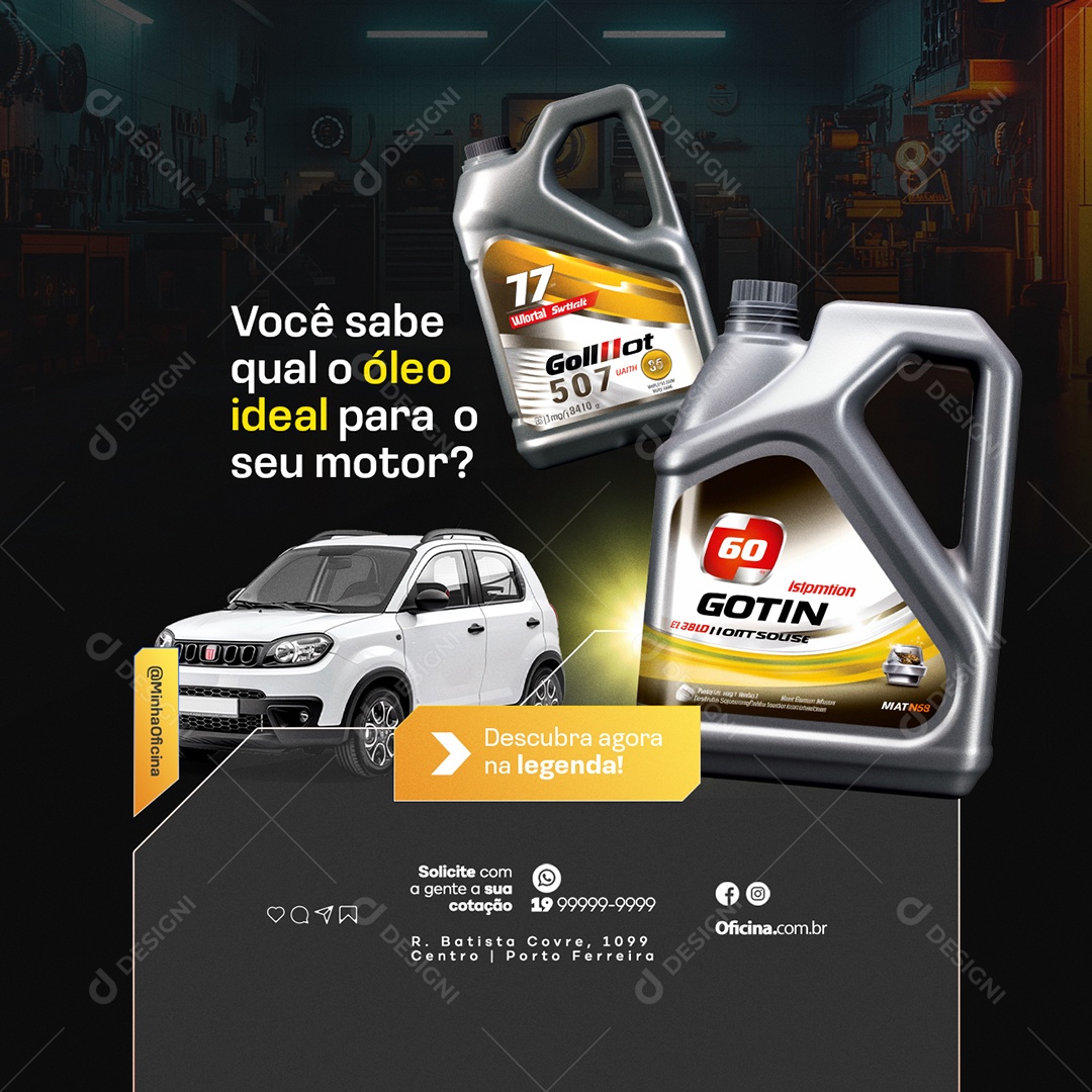 Oficina Você Sabe Qual Óleo Ideal Social Media PSD Editável