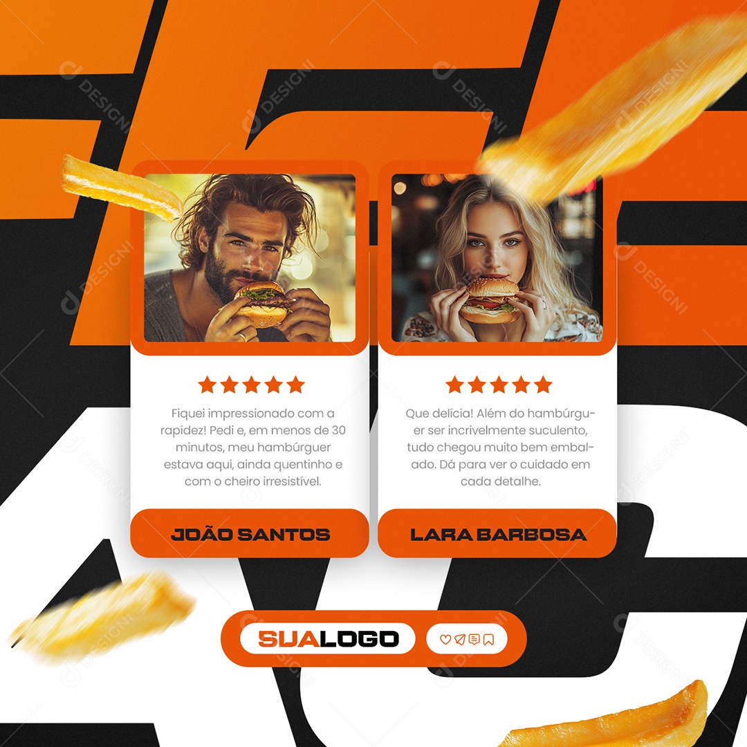 Feedback Hamburgueria Social Media PSD Editável