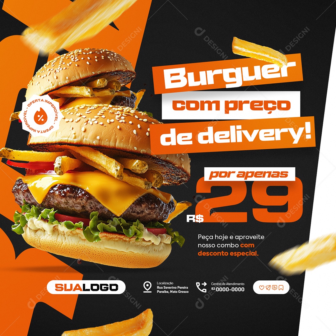Hamburgueria Burguer Com Preço Social Media PSD Editável