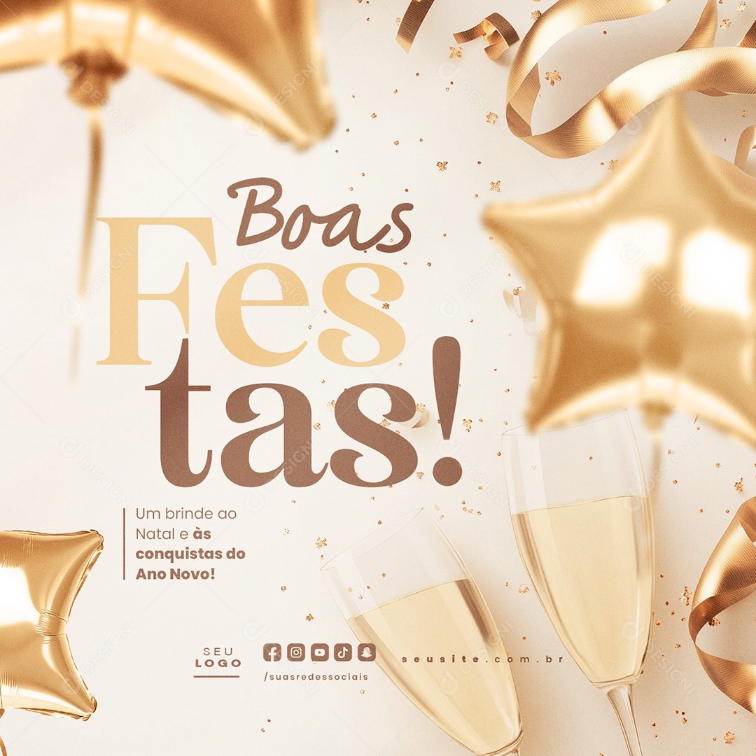 Boas Festas Feliz Natal  Feliz Ano Novo Social Media PSD Editável