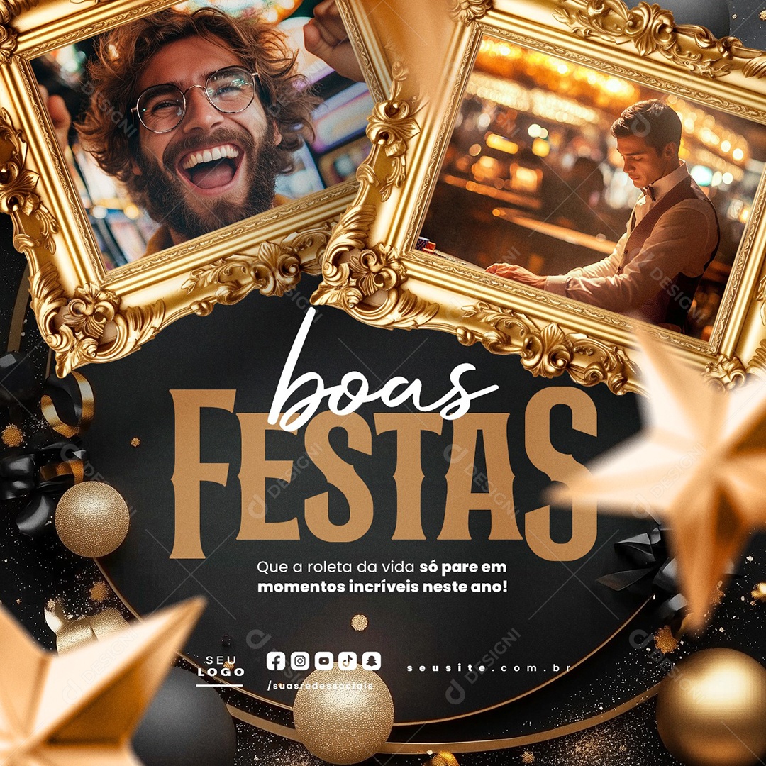 Feliz Ano novo Boas Festas Social Media PSD Editável
