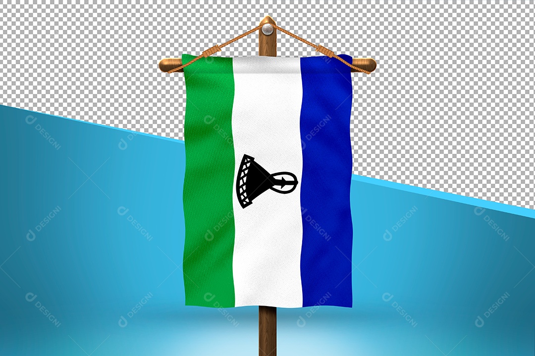 Bandeira do Lesoto Elemento 3D para Composição PSD